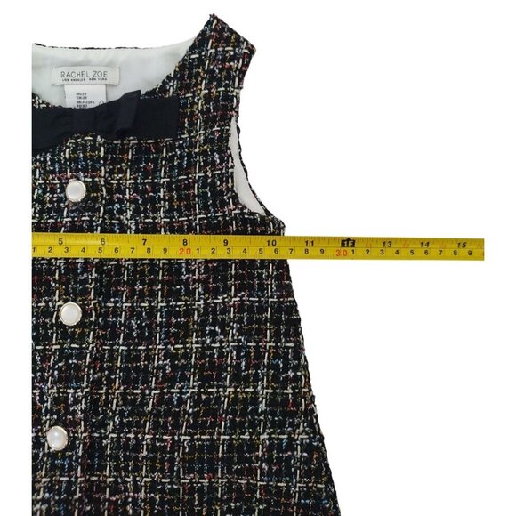 Rachel Zoe Toddler Girls Tweed A-Line Dress W/ Bow & Gold Button Accents Size 2T - Picture 9 of 9